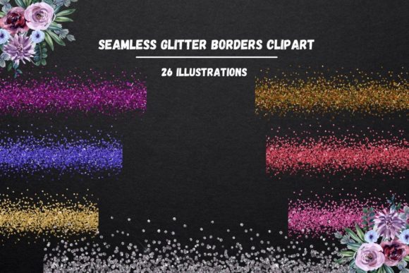 Colorful Seamless Glitter Borders Clipart: Elevate Your Visual Design