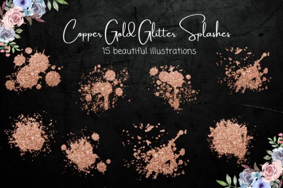 Copper Gold Glitter Splashes: Elevate Your Design Projects