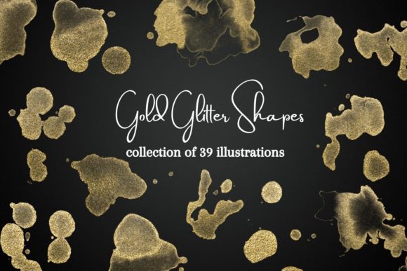 Elevate Your Visuals with Gold Glitter Shapes Clipart