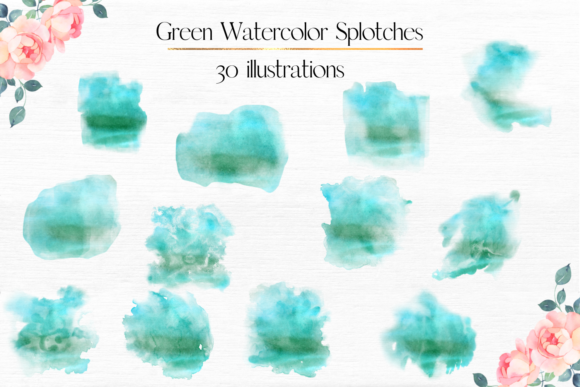 Green Watercolor Splotches: A Versatile Design Asset