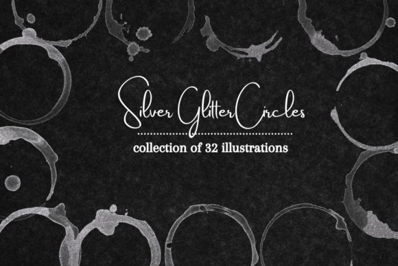 Silver Glitter Stains Clipart: Elevate Dark Background Designs